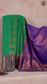 Green & Peacock Blue Bridal Kanchipuram Silk Saree